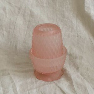 Vintage Indiana glass pink frosted fairy lamp htf